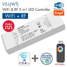   V5-LWT • #REF! • LED Strip 5Ch. Controller  RF+Tuya WiFi 600W 12-48VDC