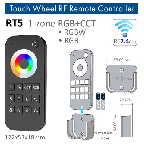 RT5 • LEDsec • LED Strip Remote Controller Multi Series  Battery 2xAAA
