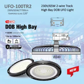   UFO-100-TR2 LEDsec UFO SPOT Track Light Φ240 230V 65W 7700Lm 4000K 120° Black