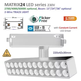   MATRIX24-TR2 LEDsec LED SPOT Track Light 22Cm 230V 16W 1600Lm White
