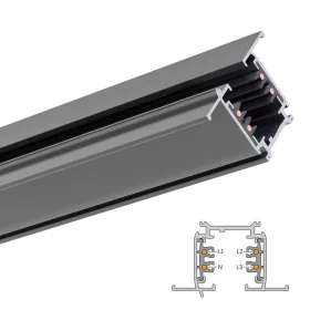   TR4R-20PRO LEDsec 3-phase RECESSED Lighting Track 2m 230V Black
