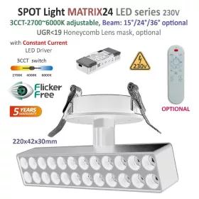 MATRIX24 LEDsec R LED Spot Light 22Cm 230V 16W 1600Lm White