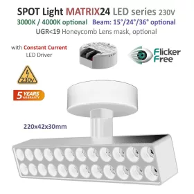 MATRIX24 LEDsec S LED Spot Light 22Cm 230V 16W 1600Lm White