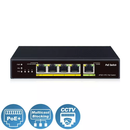 Videosec PS04PGE+1PD PD PoE Switch