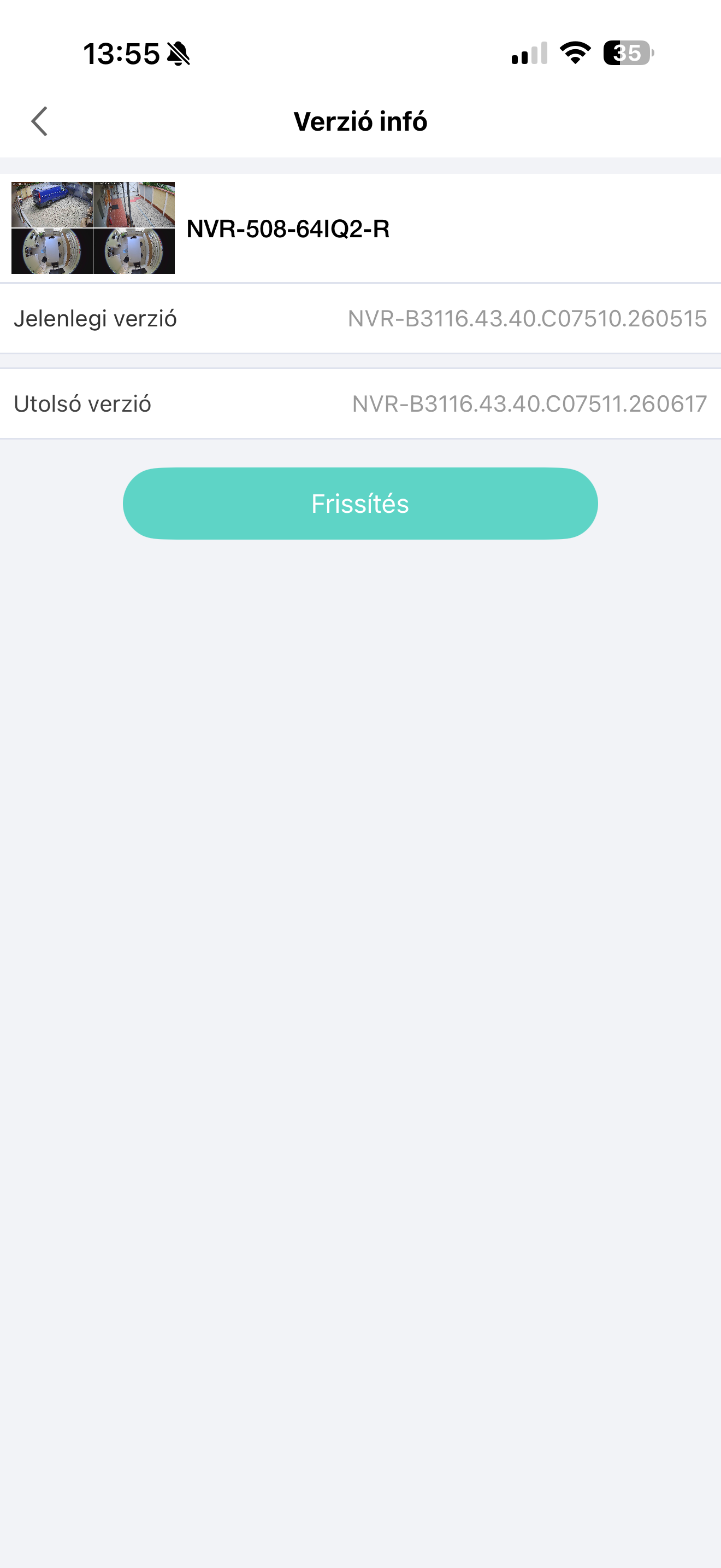 Checking the IQ2 firmware version in the mobile application